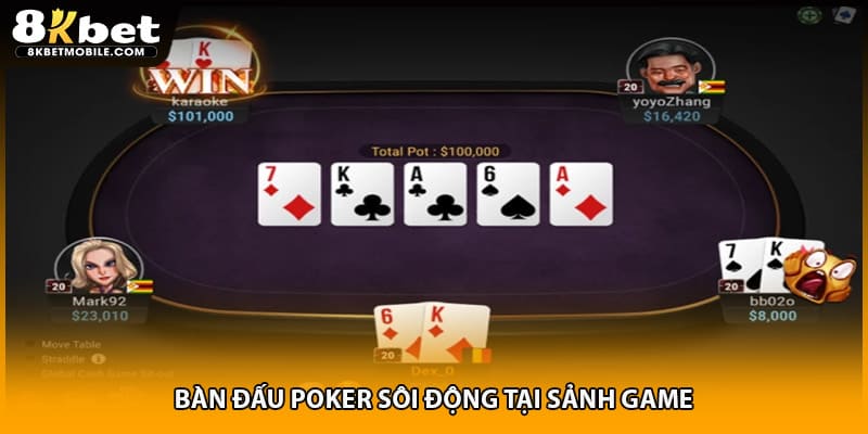Bàn đấu Poker sôi động tại sảnh game